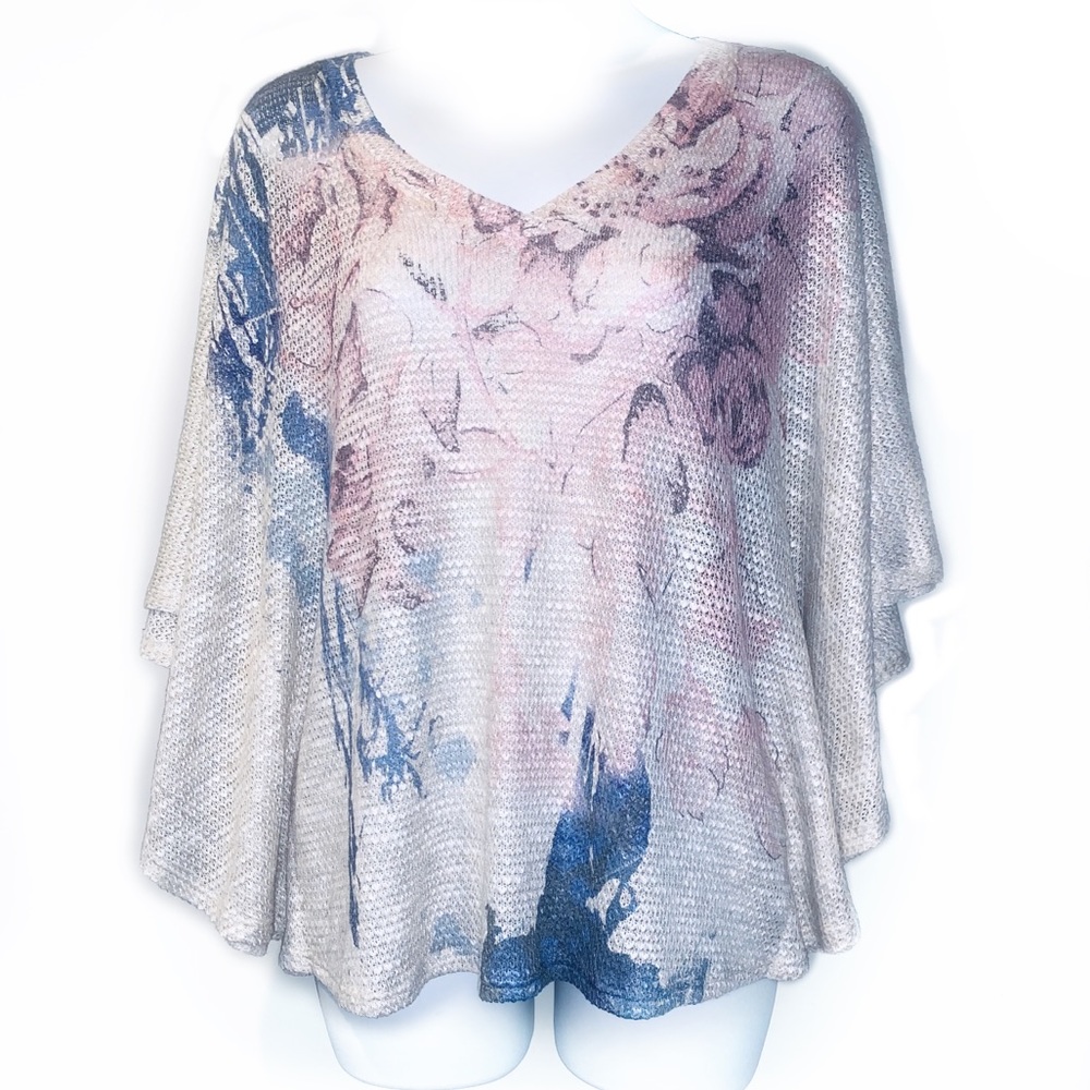 Bobeau- Knitted Poncho Sweater Shirt Top -S